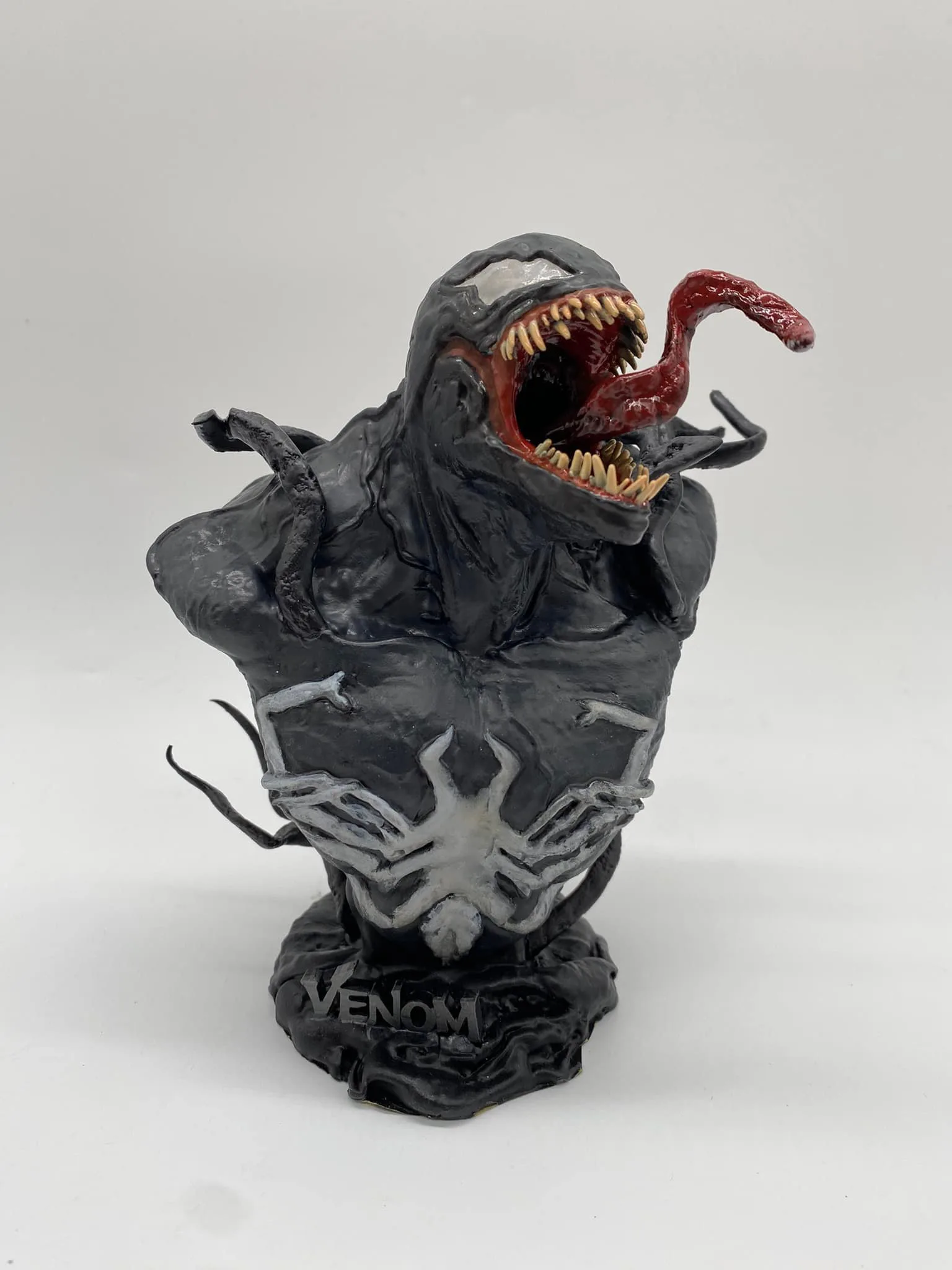 Venom symbiote bust custom figure with detailed repaint finish